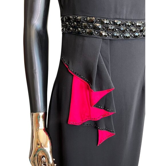 VPD Collection Black Beaded Cocktail Dress Size 46 (US 10) Made In Italy (NWT) - Picture 8 of 12